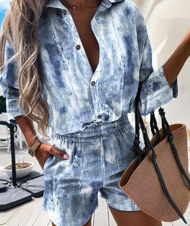 LUISANA PRINTED SUIT Sky blue