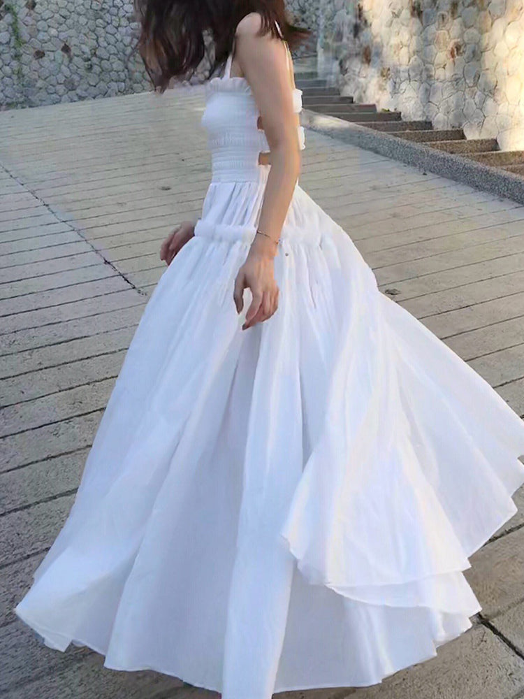 ELTINA RUFFLED DRESS White