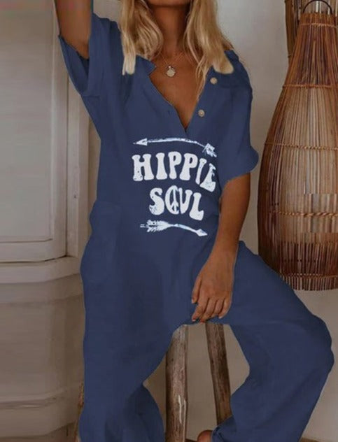 MORIKA JUMPSUIT Letter Blue