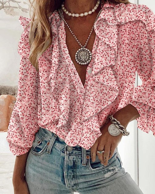 VERA RUFFLED BLOUSE Pink