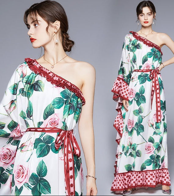 SOLIA DRESS White floral and dot
