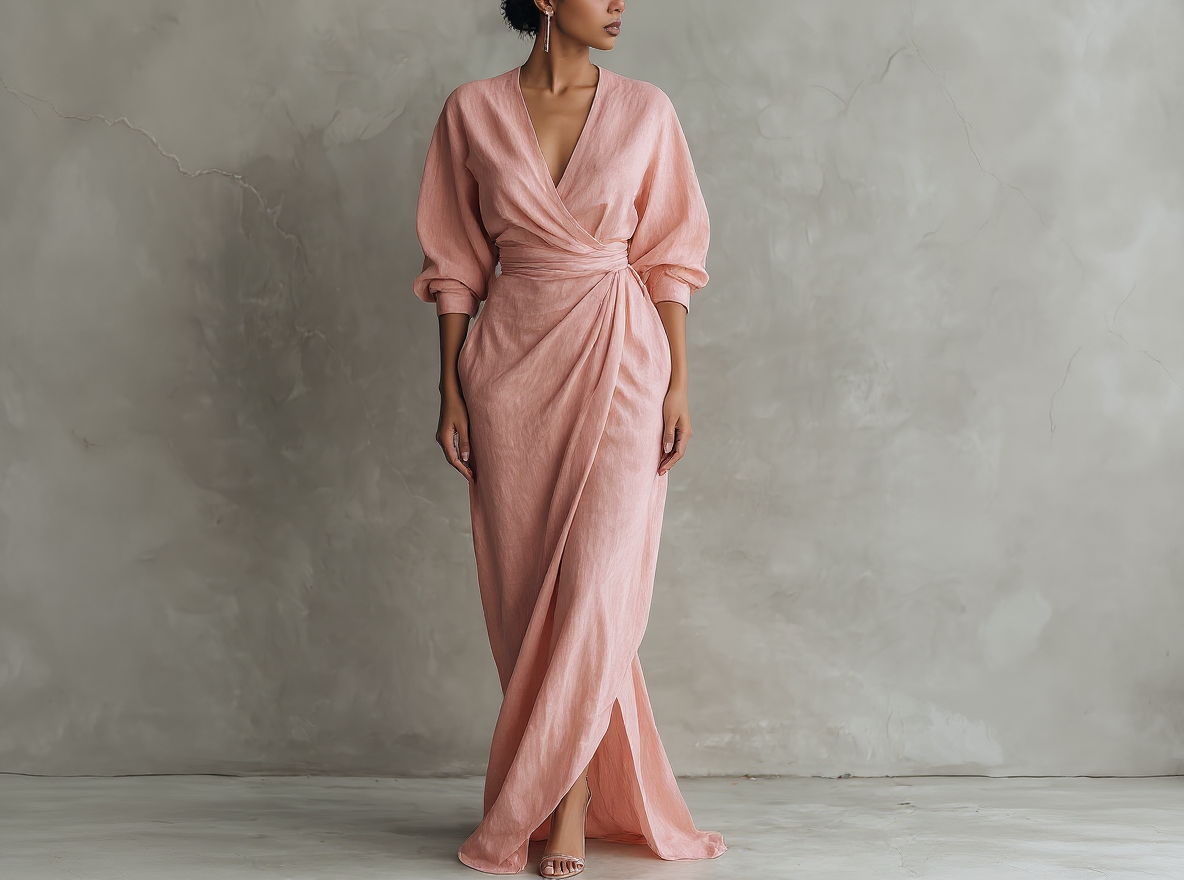 Elegant Linen V-Neck Maxi Dress