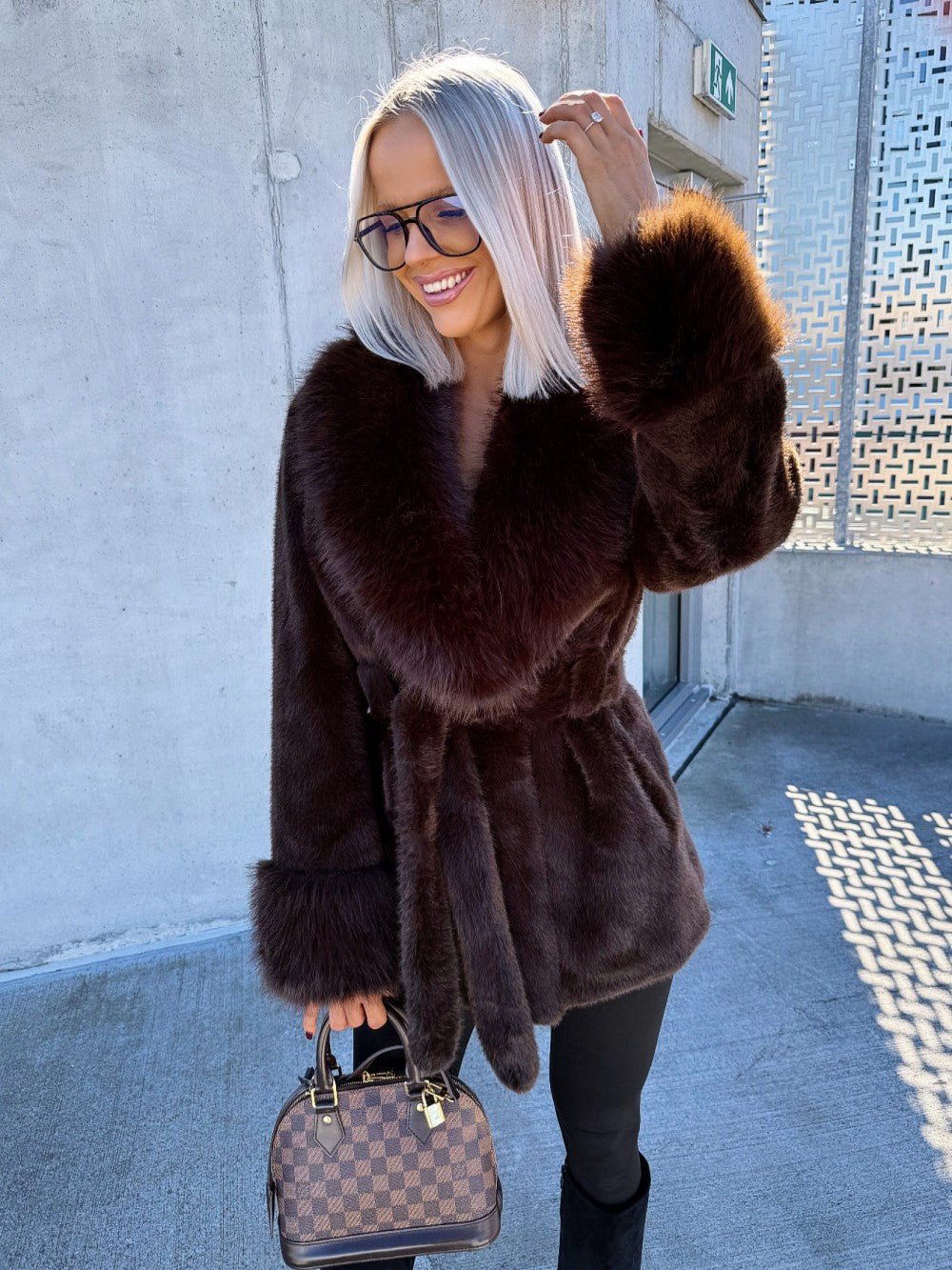Kylie Belted Faux Fur Coat