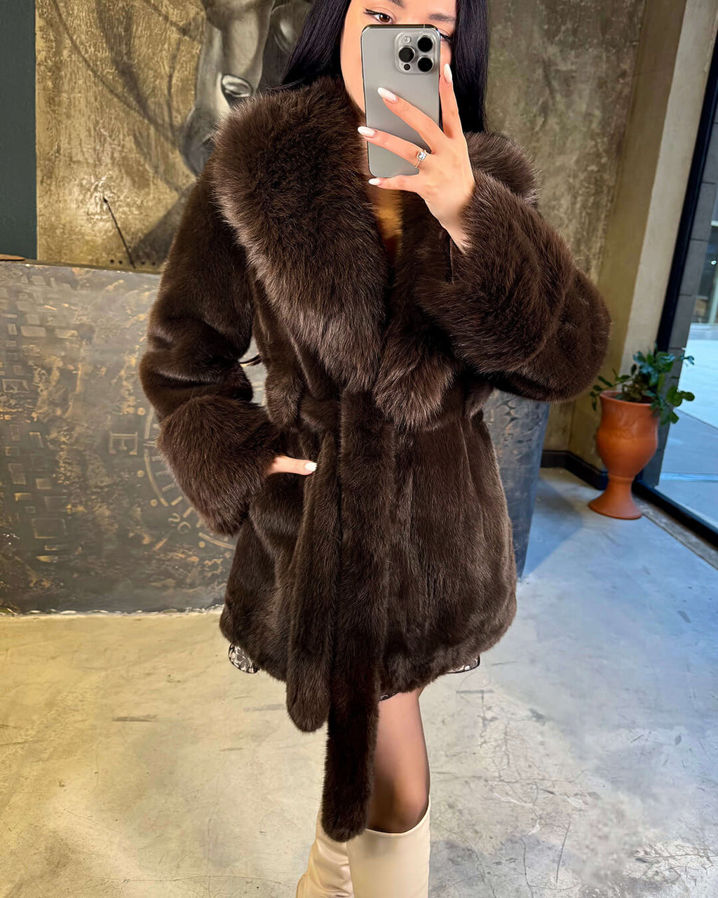 Kylie Belted Faux Fur Coat