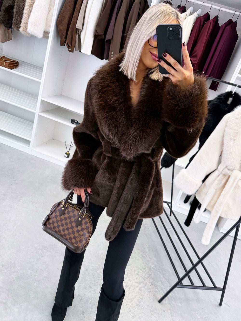 Kylie Belted Faux Fur Coat