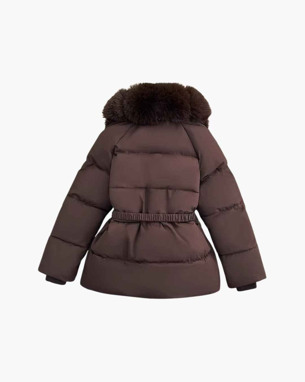 Anna Belted Faux Fur Collar Quilted Parka