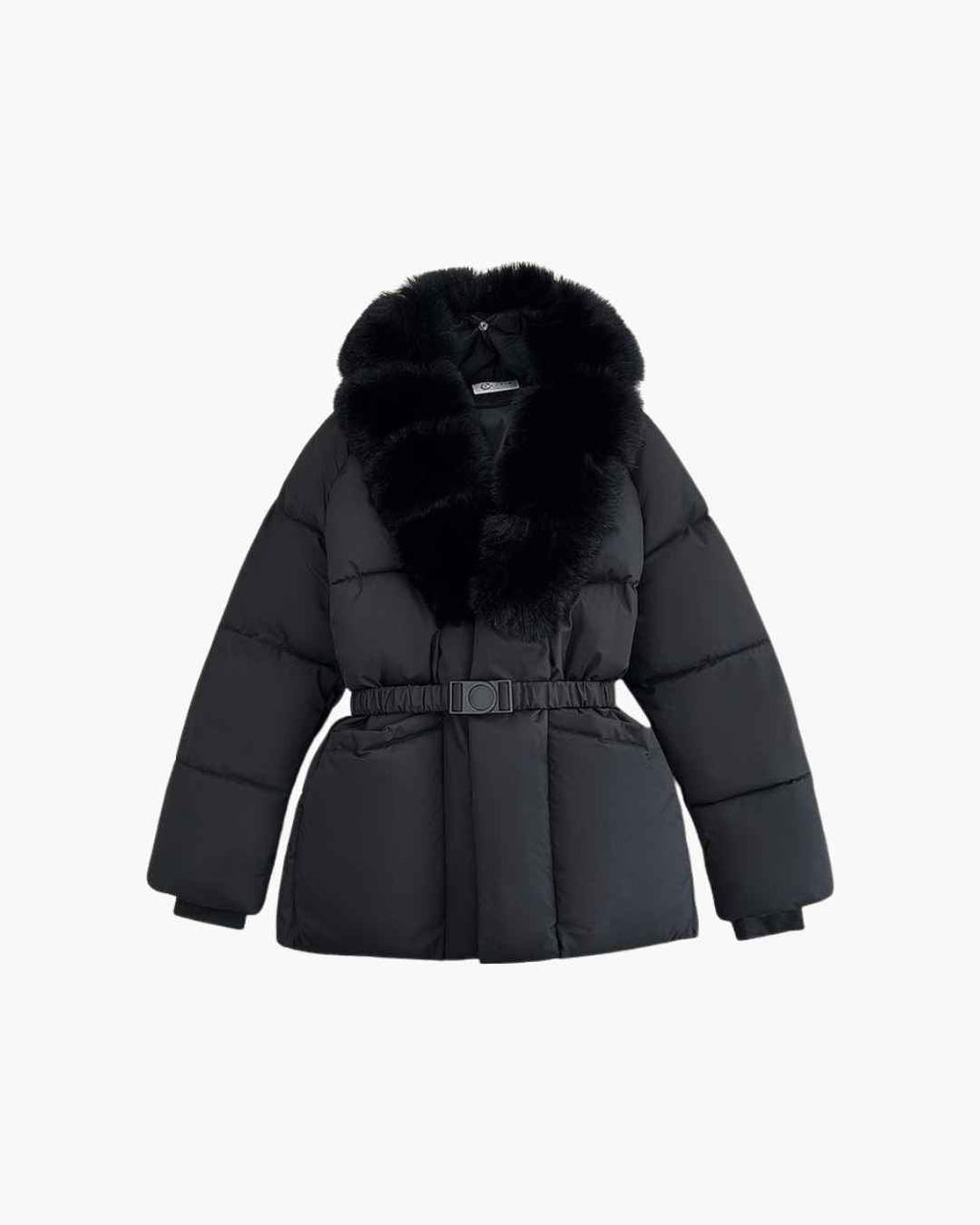 Anna Belted Faux Fur Collar Quilted Parka