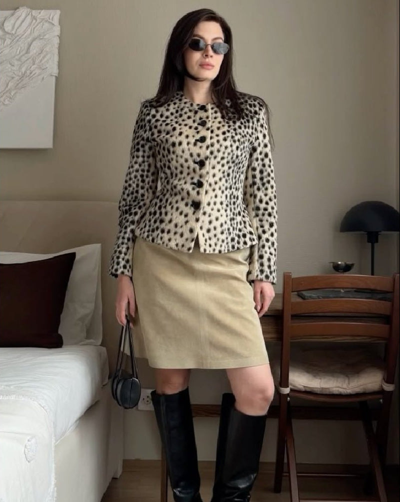 Violet Leopard Faux Fur Cropped Jacket
