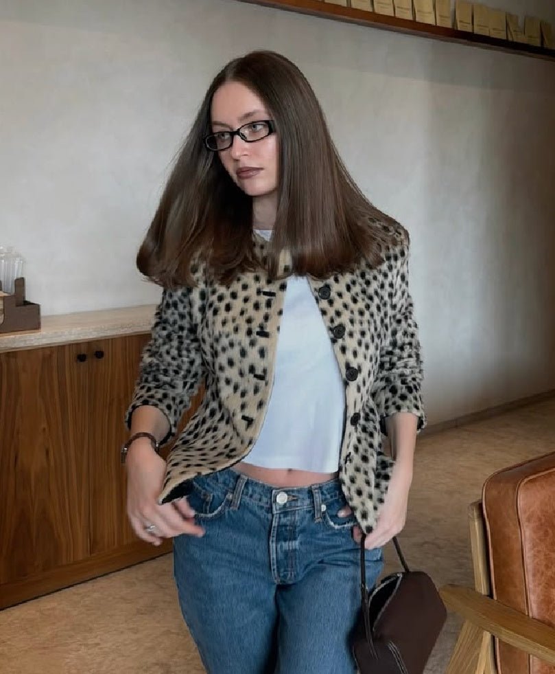 Violet Leopard Faux Fur Cropped Jacket
