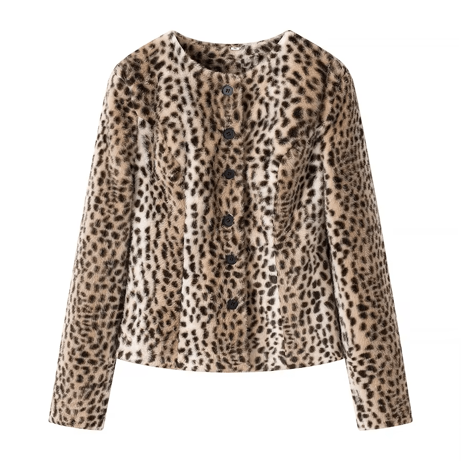 Violet Leopard Faux Fur Cropped Jacket