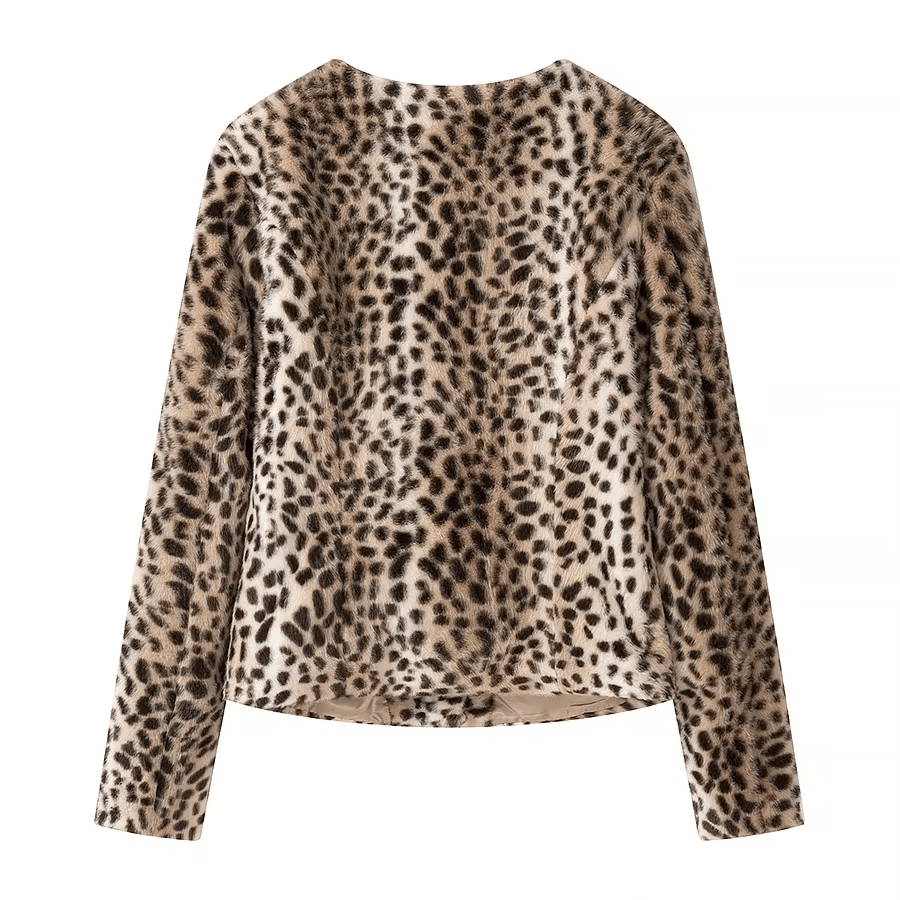 Violet Leopard Faux Fur Cropped Jacket