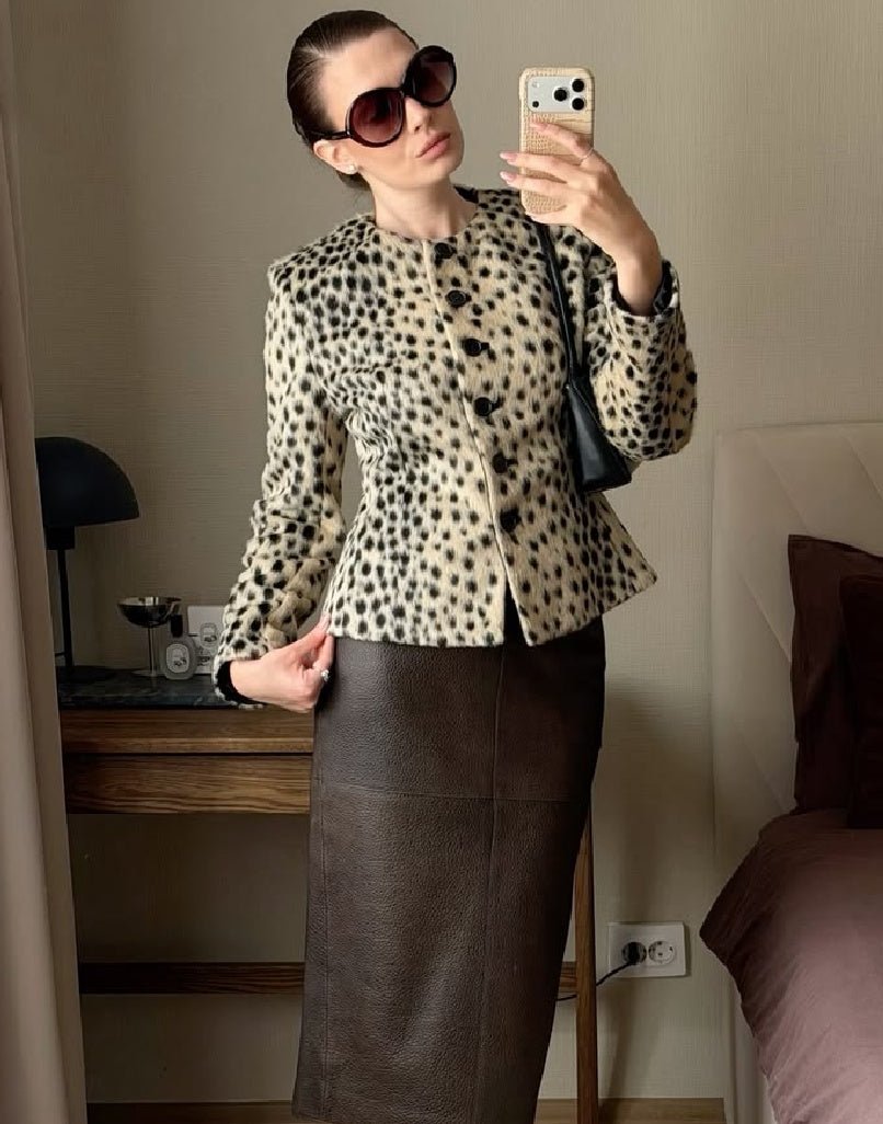 Violet Leopard Faux Fur Cropped Jacket