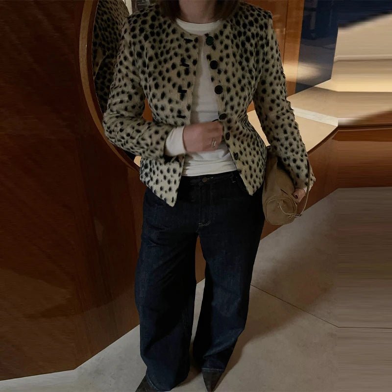 Violet Leopard Faux Fur Cropped Jacket