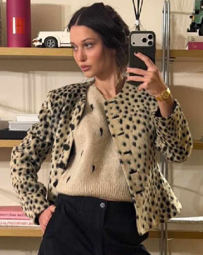 Violet Leopard Faux Fur Cropped Jacket