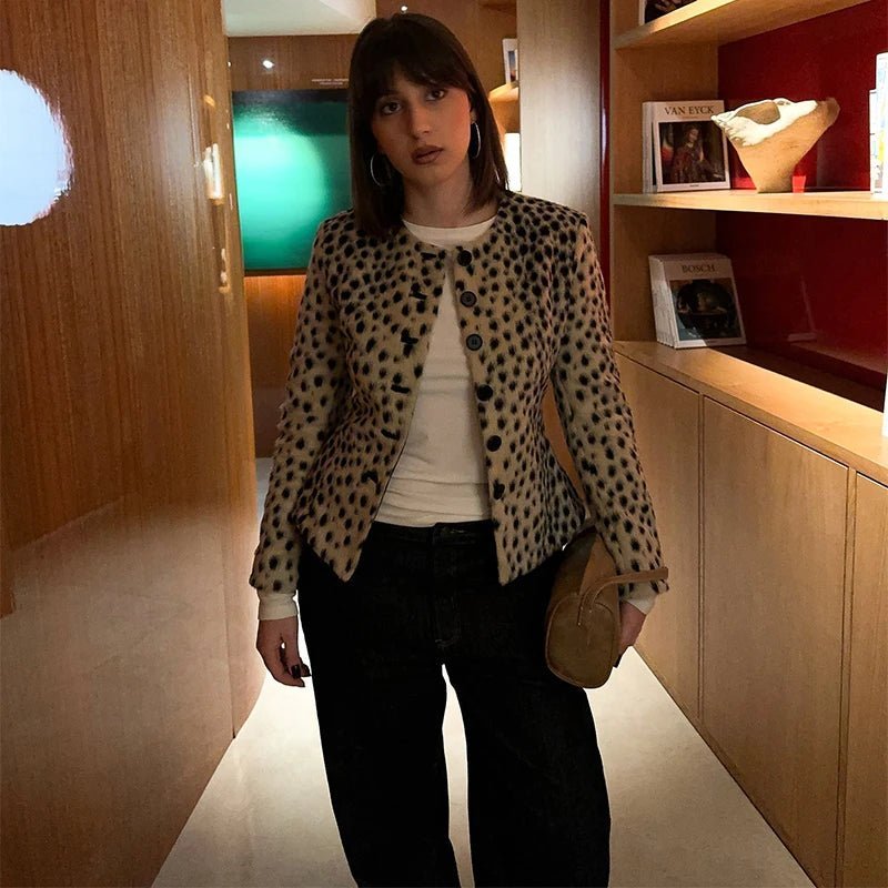 Violet Leopard Faux Fur Cropped Jacket
