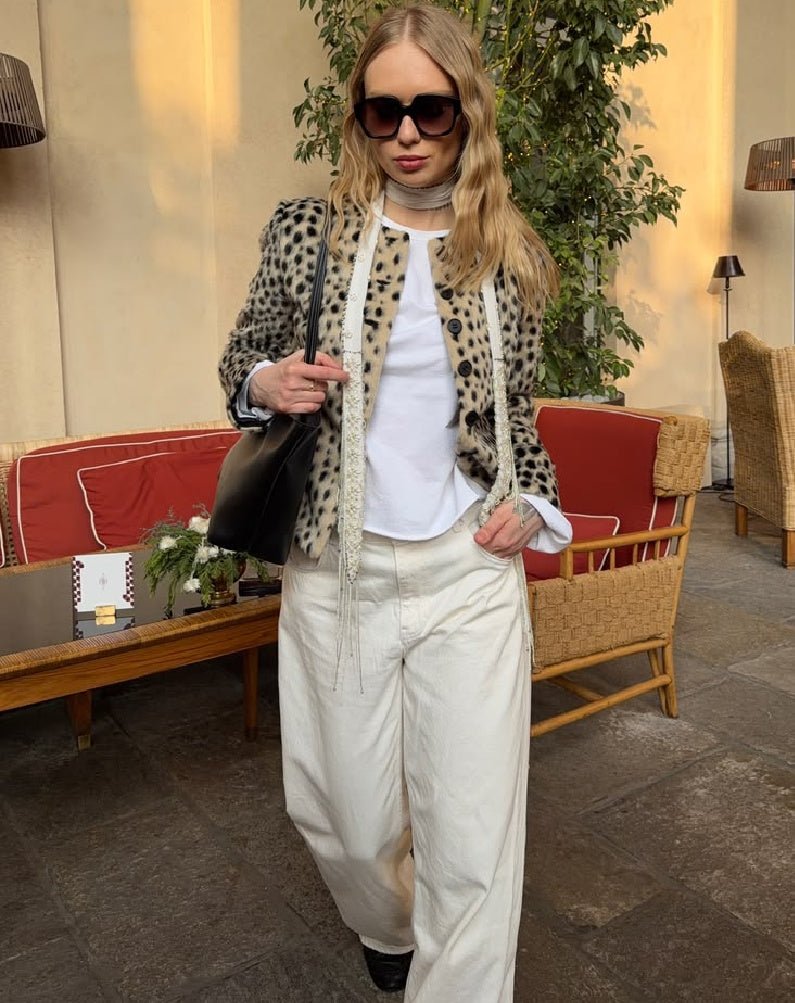 Violet Leopard Faux Fur Cropped Jacket
