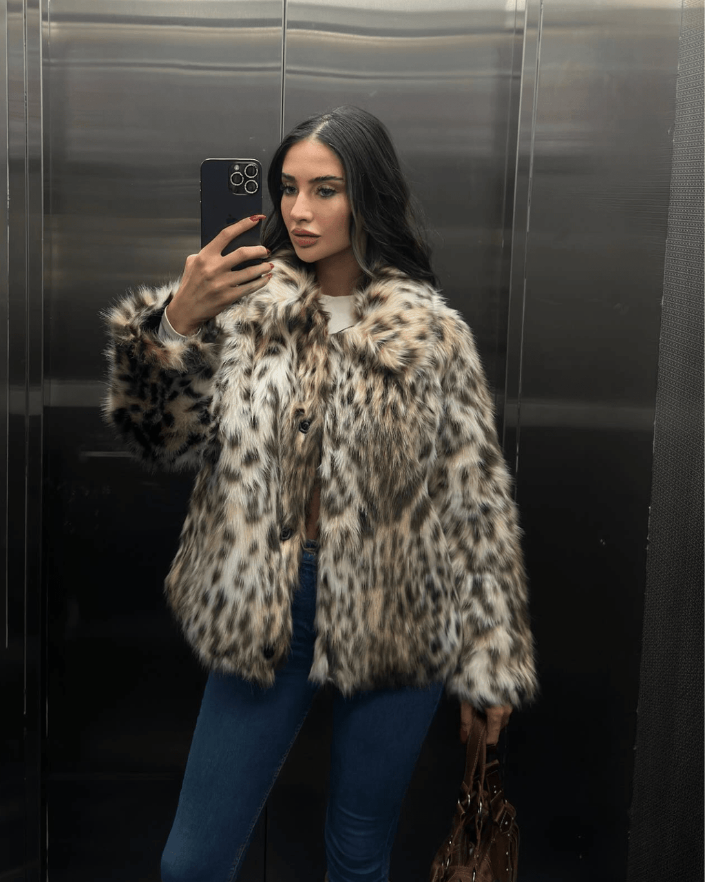 Demi Leopard Faux Fur Coat