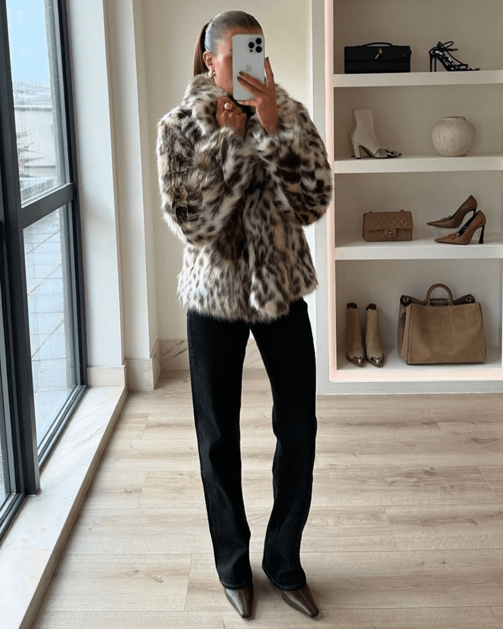 Demi Leopard Faux Fur Coat