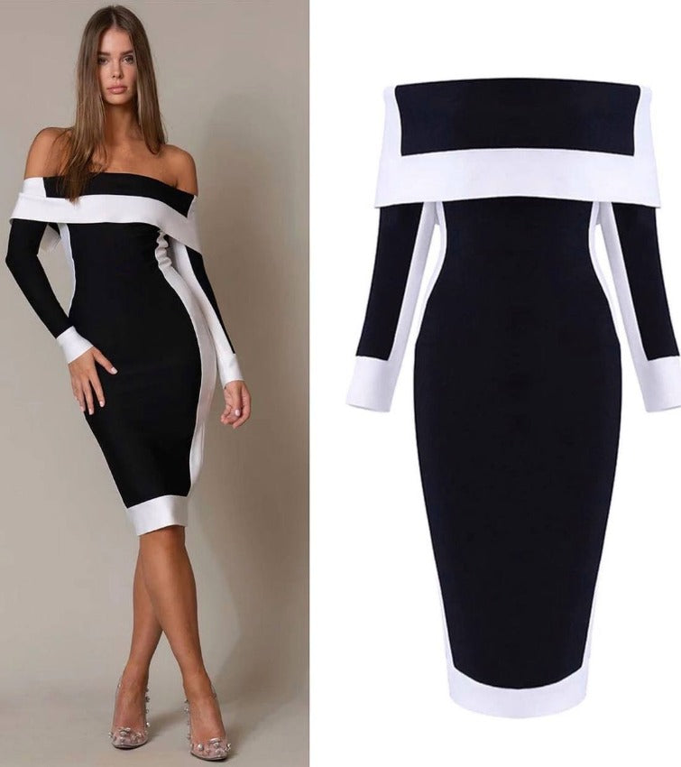 MICHELLE DRESS Black and White