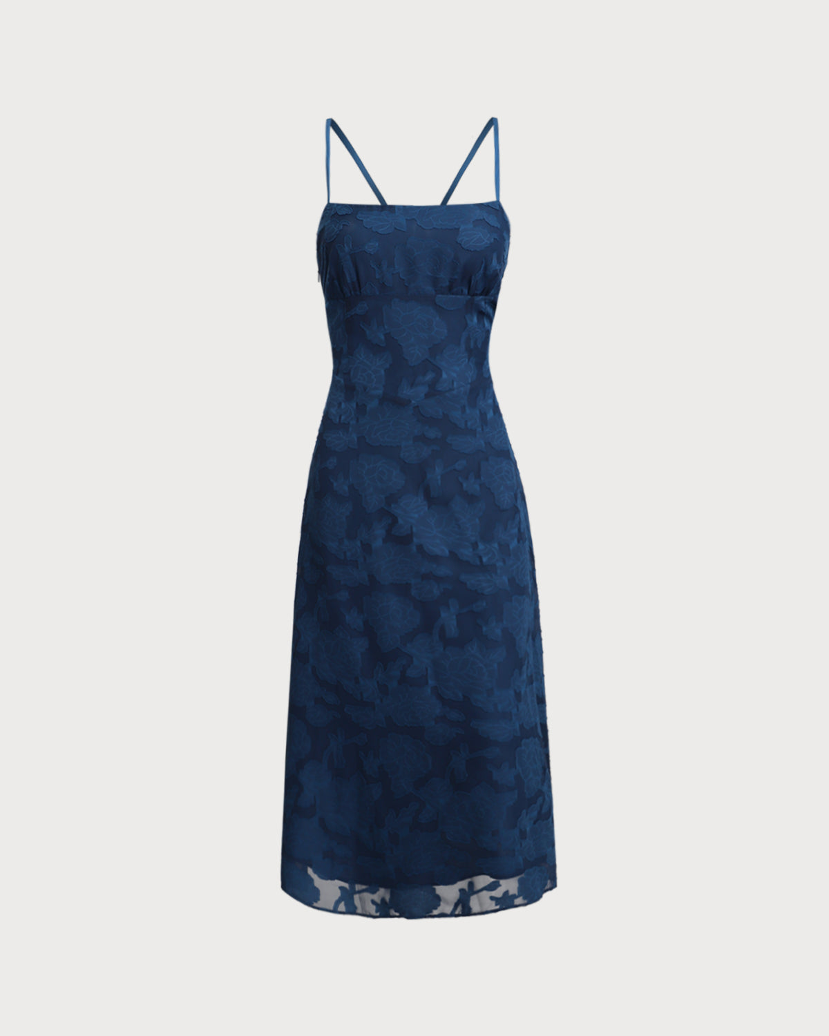 Jerely-Navy Jacquard Slip Backless Maxi Dress