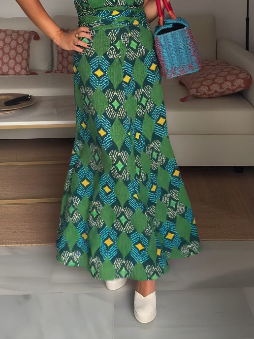 Lässiger Retro-Ausgestellter Rock mit geometrischem Print